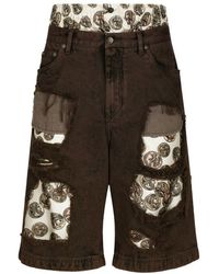 Dolce & Gabbana - Denim Shorts With Rips - Lyst
