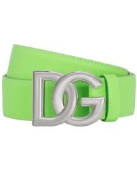 Dolce & Gabbana - Calfskin Belt With Dg Logo - Lyst
