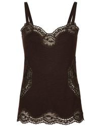 Dolce & Gabbana - Wool Jersey Lingerie Top With Lace - Lyst