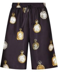 Dolce & Gabbana - Watch-Print Silk Jogging Shorts - Lyst