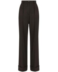 Dolce & Gabbana - Woolen Palazzo Pants With Turn-Ups - Lyst