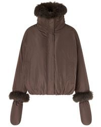 Yves Salomon - Short Puffer Jacket Made Of Technical Fabric With A Removable Fox Fur Collar - Lyst