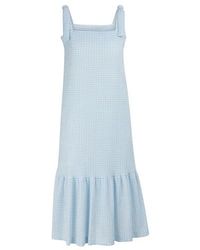 Harris Wharf London Robe vichy midi - Bleu