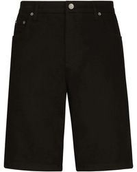 Dolce & Gabbana - Stretch-Shorts aus schwarzem Washed-Denim - Lyst