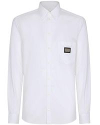 Dolce & Gabbana - Cotton Martini-Fit Shirt With Branded Tag - Lyst