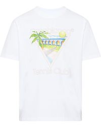 Casablanca - Tennis Club Graphic-print Cotton-jersey T-shirt X - Lyst
