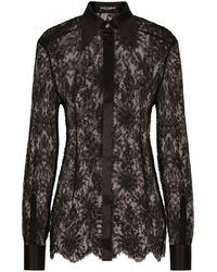 Dolce & Gabbana - Chantilly Lace Shirt With Satin Details - Lyst