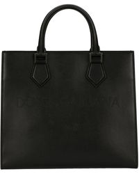 Dolce & Gabbana - Calfskin Edge Shopper With Logo - Lyst
