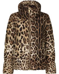 Dolce & Gabbana - Wattierte Jacke aus Nylon mit Leoparden-Print - Lyst