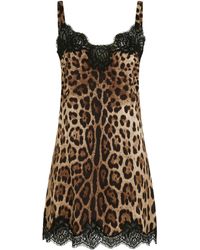 Dolce & Gabbana - Slip en satin à imprimé léopard et dentelle - Lyst