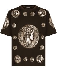 Dolce & Gabbana - T-Shirt aus Baumwolle Münzen-Print - Lyst