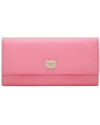 Dolce & Gabbana - Dauphine Calfskin Wallet With Branded Tag - Lyst