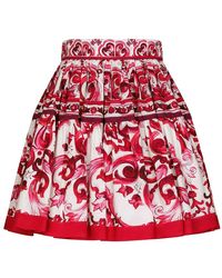 Dolce & Gabbana - Short Majolica-Print Poplin Skirt - Lyst
