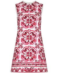 Dolce & Gabbana - Short Dress In Majolica Print Brocade - Lyst