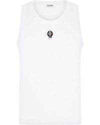 Dolce & Gabbana - Two-Way Stretch Cotton Singlet With Patch - Lyst