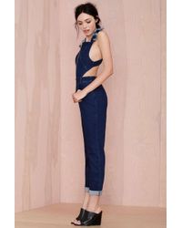Nasty Gal La Attitude Denim Jumpsuit - Blue