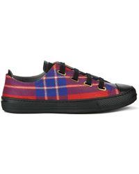 Vivienne Westwood Anglomania Women's Low Basket Tartan Fabric Luxury Trainers - Red