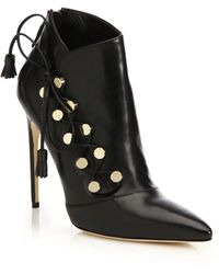 Christian louboutin Leather Lace-up Booties in Black | Lyst  