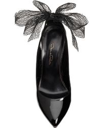 Oscar de la Renta Patent Leather Filina Bow Back Court Shoes - Black