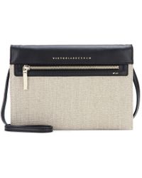 Victoria Beckham Flax And Leather Cross-Body Bag - Grey