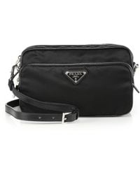 Prada Saffiano Leather Camera Bag in Black (nero) | Lyst