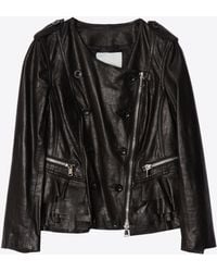 3.1 Phillip Lim - Motorcycle Leather Jacket With Tiered Ruffle Hem - Lyst