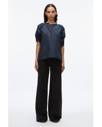 3.1 Phillip Lim - Gathered Sleeve Band Collar Top - Lyst