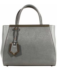 Fendi Handbag 2 Jours Medium Leather gray - Lyst