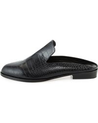 Robert Clergerie Alice Croc-embossed Leather Flat Mule - Black