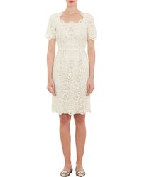 Valentino Belted Silk and Floral Macramé Lace Dress in White | Lyst