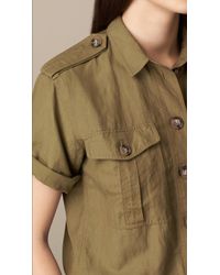 Burberry Silk-Linen Utility Playsuit - Green