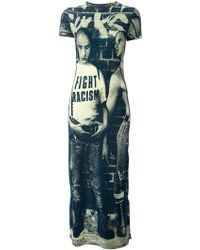 Jean Paul Gaultier 'Fight Racism' Print Maxi Dress - Blue