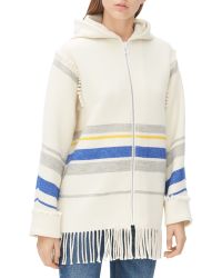 Sandro Macy Fringed Coat - White