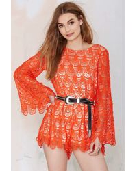 Nasty Gal The Laundry Room Molaka Lace Romper - Orange
