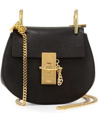 Chlo \u0026#39;nano Heyley\u0026#39; Calfskin Shoulder Bag in Beige (BLACK) | Lyst