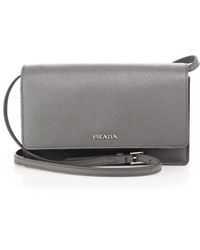 Prada Saffiano Lux Double-zip Crossbody Bag in Gray (ARGILLA-GREY ...