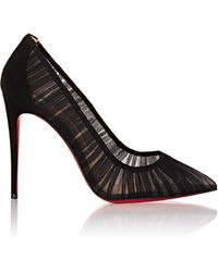 Christian louboutin Follie Draperia Ruched-Silk Pumps in Beige | Lyst