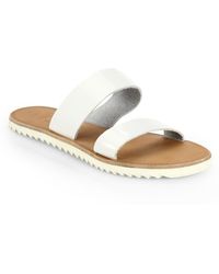 slingback in Strap Double  Island Birkenstock joie leather White Sandals  Lyst White Mule sandals