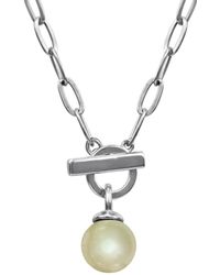 Majorica Simulated Pearl Toggle Necklace, 18" - Metallic