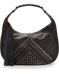 Bellmore Studded Leather Hobo Bag Black