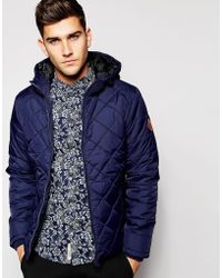 Blend Quilted Hooded Jacket - Blue
