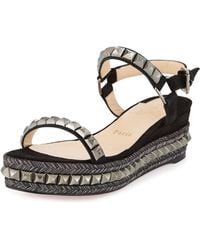 Christian louboutin Spachia Espadrille Wedge Sandals in Beige | Lyst