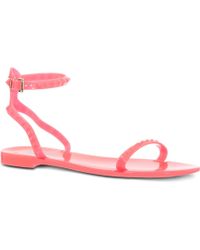 Red Valentino Leather Bow Ankle Strap Flats in Pink | Lyst