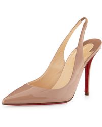 Christian Louboutin Apostrophy Red-Sole Slingback Pump - Natural