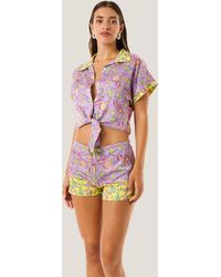 4giveness - Camicia Crop Smanicata Con Nodo Boho Chic - Lyst