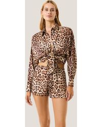 4giveness - Camicia Crop Leopard Basic - Lyst