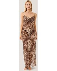 4giveness - Abito Lungo Spacco Leopard Resort - Lyst