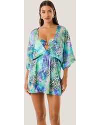 4giveness - V-Neck 3/4 Sleeve Animal Print Patch Dress - Lyst