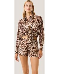 4giveness - Camicia Crop Leopard Basic - Lyst