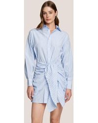 4giveness - Abito Camicia Nodo Vertical Lines - Lyst